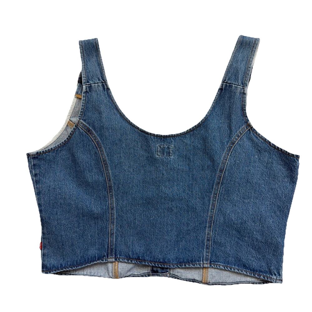 Levi's Charlie Denim Crop Top Women XXL Blue Slim Fit 100% Cotton Cowgirl Casual - Picture 12 of 13
